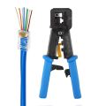 EZ RJ45 Crimp Tool Pass Through Cat5 Cat5e Cat6 Crimping Tool for RJ45/RJ12 Regular and End-Pass-Through connectors with 50PCS. 