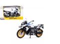 BMW R1250 GS White with Blue and Red Stripes 1/12 Diecast Motorcycle Model by Maisto. 