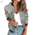 Zipper Coat Geometric Print Long Sleeve Digital Print Coat. 