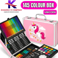 Unicorn 145 pcs Colour Box Set for Kids – Complete Colour Kit with Colour Markers, Colour Pencils, Colour Box, Colours Kit, Colouring Kit & Colour Set – Colours for Kids, Colour Kit for Girls, Coping Art Range. 