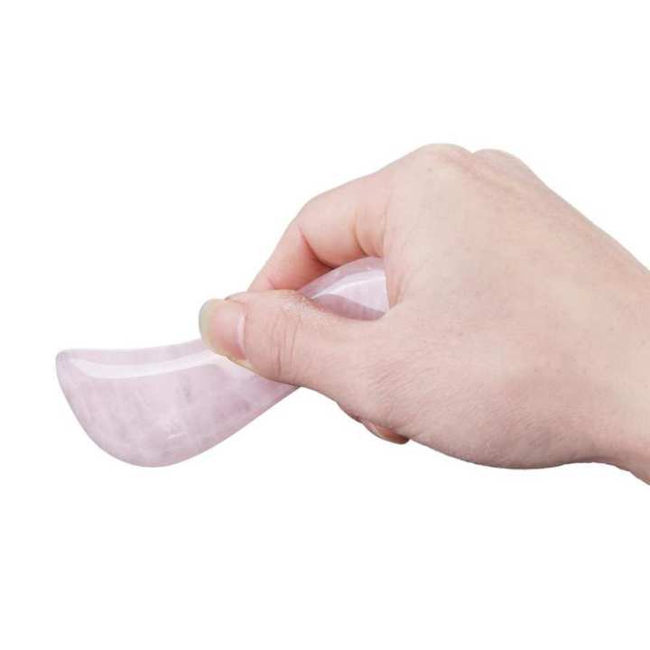 Pink Natural Rose Quartz Crystal Healing Wand Gua Sha Face Back Massage Tool EB