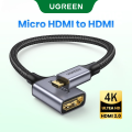 UGREEN Micro HDMI to HDMI Adapter, Micro HDMI to HDMI Nylon Braided Cable 25cm Male to Female Supports 1080P 4K/3D, Compatible for GoPro Hero 7 Raspberry Pi 4 Sony A6000 Camera Nikon B500. 