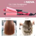 Hair straightener portable hair straightener machine and curler 220V nova hair straightener 2 in 1 machine for women Ceramic Tourmaline Plate Flat Iron Heating 2 in 1 hair straightener & curler design Ceramic Curling Iron Energy Saving Portable size to ca. 
