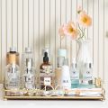 DHUDHI Acrylic Organizer Tray With Metal Frame, Nordic Rectangular Storage, Makeup Cosmetics Organizer Tray, Decorative Metal Tray, Acrylic Vanity Tray, Storage Organizer for Home Kitchen Living Room Bathroom, Vanity Tray Furniture Décor, Gold 1 Pcs. 