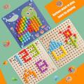 Pin Board -Peg Board Toy for Kids-Nail Puzzle-Mosaic Puzzle Board - Creative Game Activity - Dimension(16.5× 16.5)cm - Multicolor. 