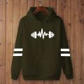 DUMBELL PRINTED Double Strip High quality imported casual printed kangro hoodies for men pullover. 