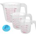 3 set Plastic Measuring Cup Clear Measuring Jug Nesting Stackable Container for MeaMeasuring Jugs BPA-free Stackable Clear Heat-resistant Measuring Cups With Angled Grip and Spout For Dry Ingredients  Liquidssure Liquid and Baking Items, Kitchen Lab Use,. 