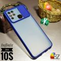 Infinix Hot 10S - Slider / Shutter Camera Protection Back cover case - Matte smoky finish - Soft Edges. 