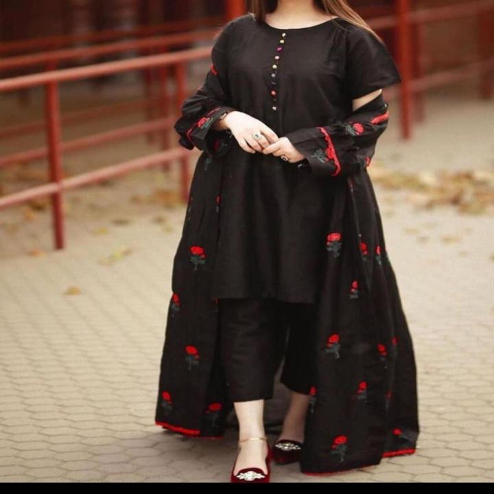 Eid Collection New 3pc Kattan Silk Gown Suit For Women and Girls