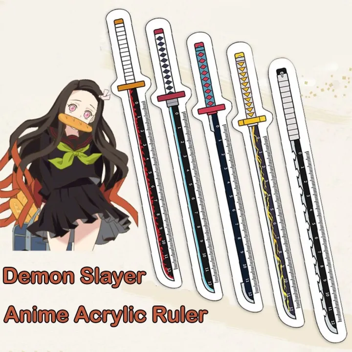 Creative Cartoon Demon Slayer Ruler Funny Novetly Anime Acrylic Ruler ...