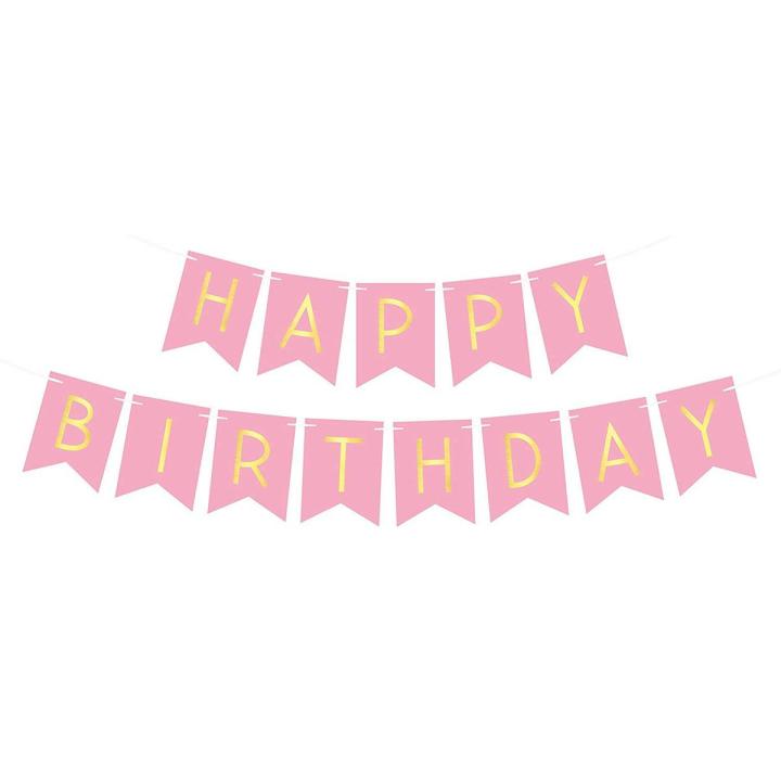 Happy Birthday Banner in Pink Color For Birthday Decoration