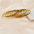 Zalman 3mm Width Colorful Enamel Thin Bangles Stainless Steel Gold Color Cute Lover Bracelets for Women Trendy Jewelry New 2023. 