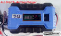 All Digital Universal Car Battery Charger 10A 12V Automatic 3 Phase Control Switched Mode Auto Off Function UPS Battery Charger 12 Volt 10 Amp Full Automatic Digital Intelligent Portable Car Battery Charger Smart Fast Power Charging For Wet Dry Lead Acid. 