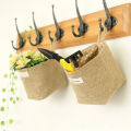 Small Storage Sack Stripe Dot Hanging bag Sundries storage basket jute cloth bag Flower Pot Cosmetic Bag Home Decor 14*12.5cm. 