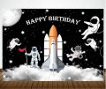 Outer Space Theme Birthday Party Decorations Happy Birthday Backdrop Banner Balloons Cake Decoration For Birthday Party, Boys Party pana flex 4 astronat. 
