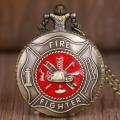 【Exclusive Discount】Vintage Red Fighter Pocket Watch Bronze White Dial Quartz Watches For Men Women with Fob Chain Pendant CF1072. 