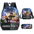 3D New Minecraft Primary and Secondary School Students Printed School Bag Backpack Shoulder Bag Pencil Case Three-Piece Set. 