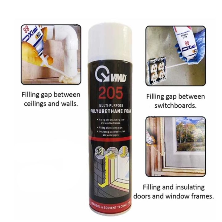 VMD 205 Multi-purpose Polyurethane Foam Spray, PU Foam Crack filler construction foam 500ml, ITALY, Original.