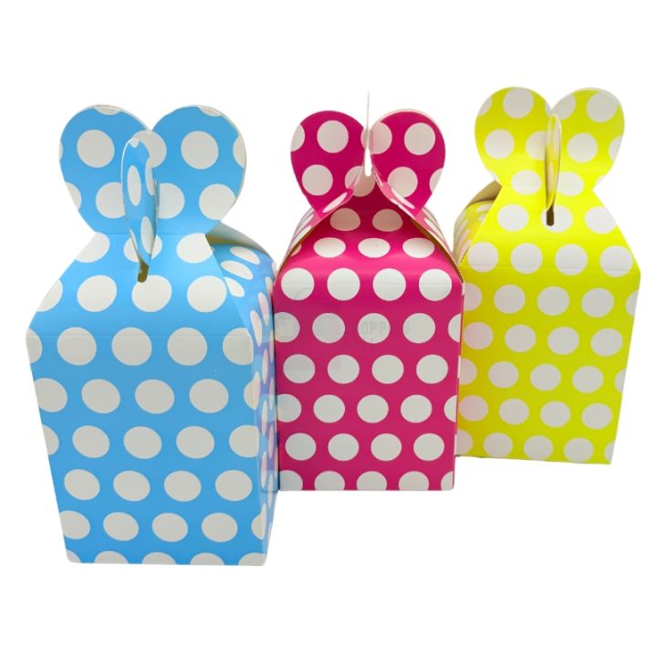 Multicolors Polka Dot Goody Box - 7 Inch By 4 Inch - Multi Color - Pack Of 11 Goody Boxes