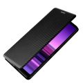 For Sony Xperia 1 III Carbon Fiber Texture Horizontal Flip TPU + PC + PU Leather Case with Card Slot. 