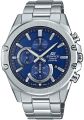 Casio Edifice Mens Slim Series Steel Chronograph Blue Date Dial Silver Steel Band Watch-EFR-S567D-2AVUDF. 