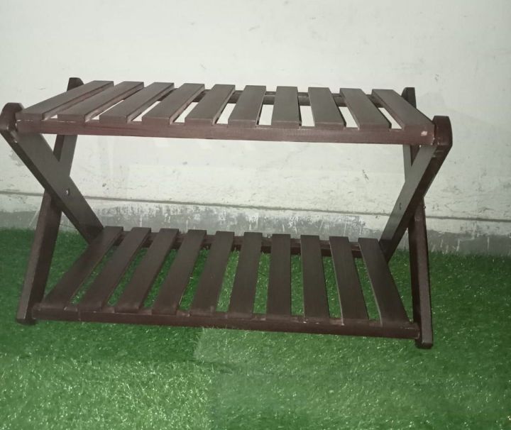 2 Layer Wooden Shoe Rack, Foldable shoe Storage Rack-Bean Bag Pakistan