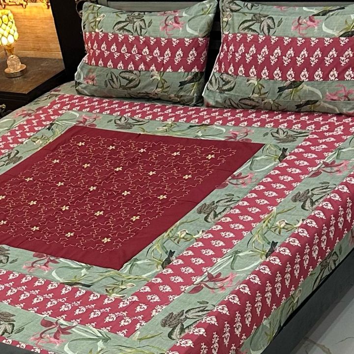 3%20Piece%20Embroided%20Double%20Bedsheet%20Set%20Patchwork%20-%20Image%203