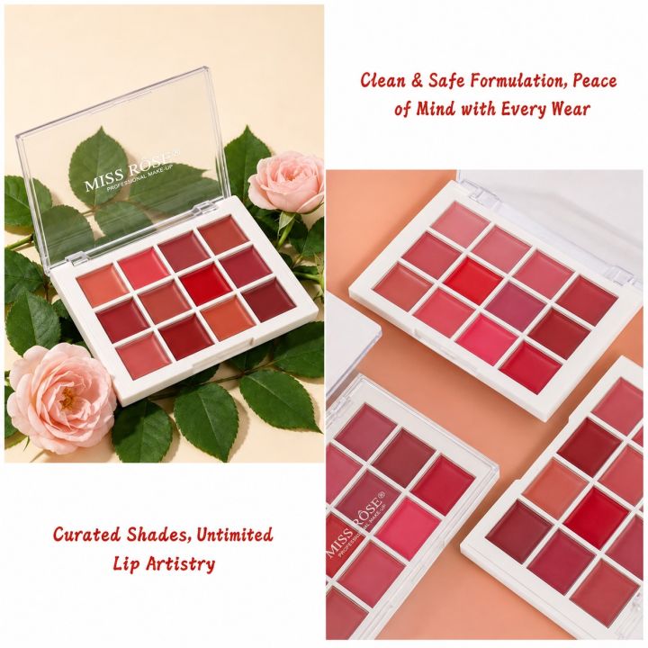 Miss%20Rose%2012%20Color%20Soft%20&%20Matte%20Long%20Lasting%20Waterproof%20Nourishing%20Lip%20Cream%20Lipstick%20Palette%20-%20Image%203