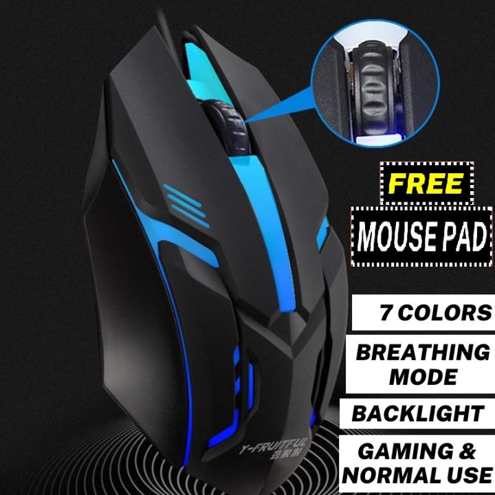 Trends 7 light breathing gaming mouse RGB cheap with FREE Pad - Gaming Mouse with 7 led - USB wired without side buttons for PC, Laptop, Minecraft, Mobile Pubg, Free Fire