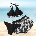 Bikini Shorts Set Sleeveless Three-piece Women Shorts Swimwear. 