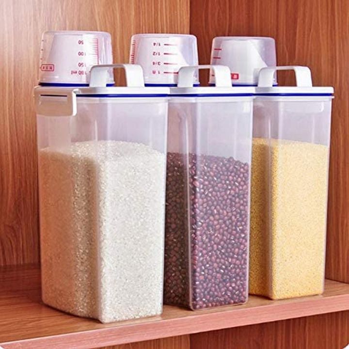 Plastic Airtight Food Storage Container with Measuring Cup 2.5KG / 1.5 Kg Cereal Grain Rice Storage Box