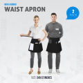 Fast Forward Waist Apron 3 Pocket [Pack of 2] Server Waitress Short apron for Men Women, Kitchen, Restaurant and Crafting, 24x12 Inches. 