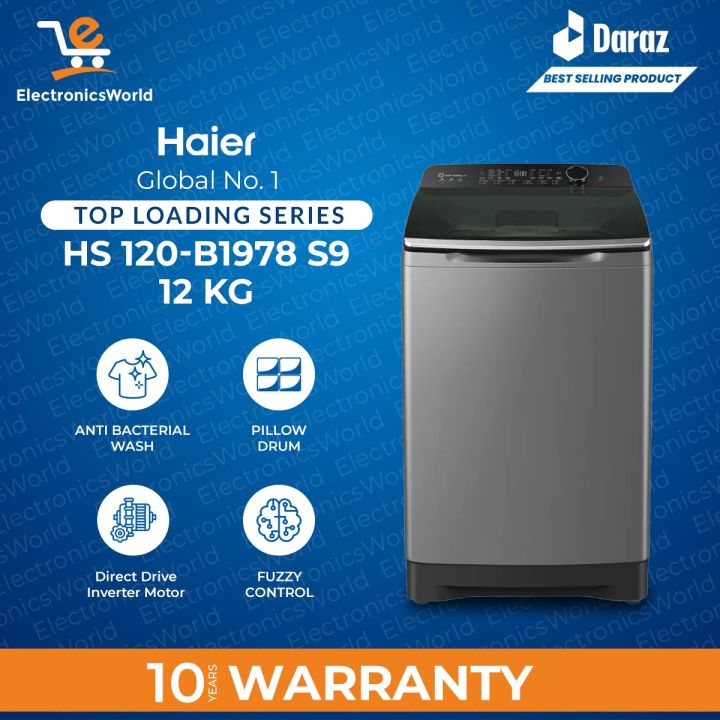 Haier Top Loading 12Kg Washing Machine HS-120-B1978S9 ( DD inverter motor)- Double Drive-10 Years Motor Warranty