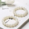 Authentic White Jade Bodhi Tree Root Hand String for Men and Women Original Design Polished Surface Not Tessellated with Round Beads. 