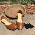 Traditional Handcrafted Pure Leather Khussa - Brown color. 