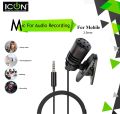 ICON 3.5mm Microphone Professional Lavalier Omnidirectional Mic 360° Easy Clip for Android Mobile Phones (Not For PC) (1.2 Meter). 