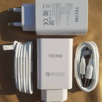 Tecno Fast Charger with Type-C Data Cable | Rapid Charging Wall Adapter for All Tecno Phones | Tecno Type-C Charger | Certified Tecno Fast Charging Adapter