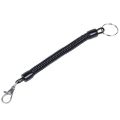 Lobster Clasp Black Spring Stretchy Coil Cord Strap Keychain Key Chain Rope. 