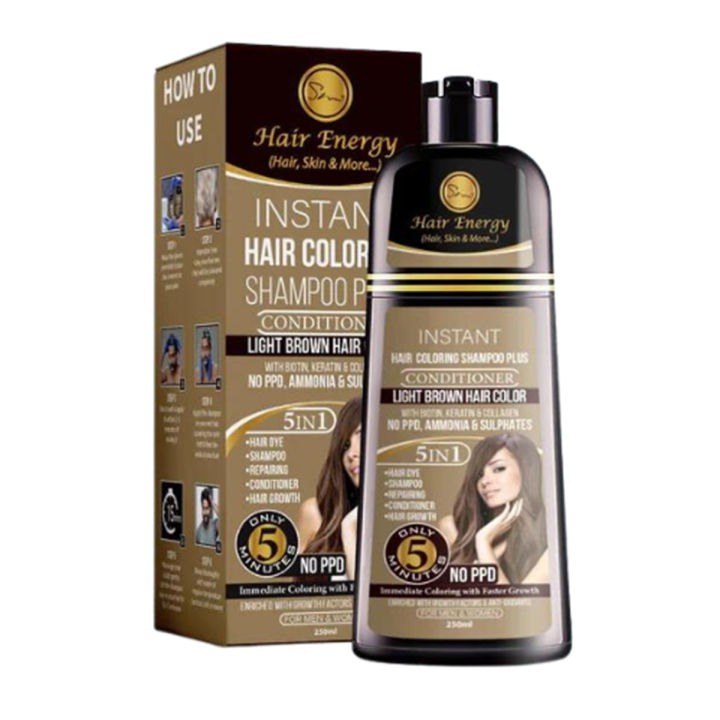 Hair Energy INSTANT HAIR COLORING SHAMPOO + CONDITIONER (LIGHT BROWN COLOUR )