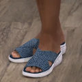Women Slippers Crossover Design Stretch Cross Slide Sandals. 