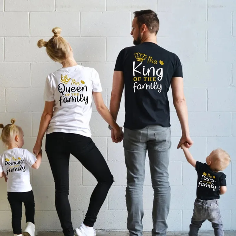 Family matching outfits clothes tshirt KING QUEEN mother kids Family clothing sets family look Daddy Mother and daughter clothes Daraz.pk