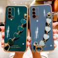 For OPPO A95 / OPPO F19 Back Cover with 3D Love Heart Wristband Chain Fashion Bracelet Shiny Plating Phone Case Soft Silicone Bumper Protective Cover. 