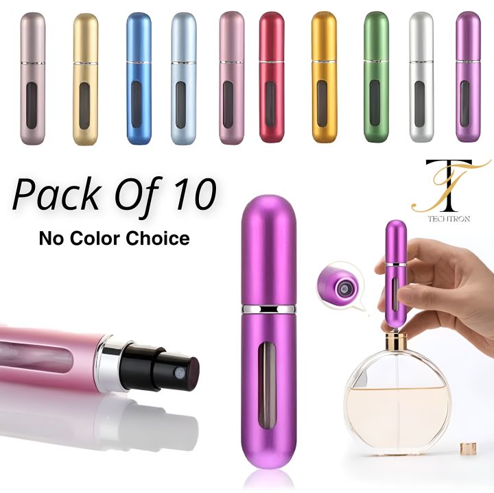 Pack of 10 Refillable 5ml Mini Perfume Spray Bottles - Portable Travel Cosmetic Containers, Unisex Fragrance Sprayers, 5ml Mini Refillable Perfume Bottles for Men, Women, Girls, Travel Size Perfume Testers, Reusable Perfume Refills PROMISE TO SELL