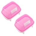 2X Pink White Small Hamsters Bathing Sand Cage Pet Bathroom 10 x 7 x 7cm. 