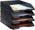 Document Tray | 1, 2 and 3 storey | Black Stackable Paper Trays for Letter Documents, Desktop File Organizers for Office Supplies, Stackable Desk Tray Holder for Paper Storage. 