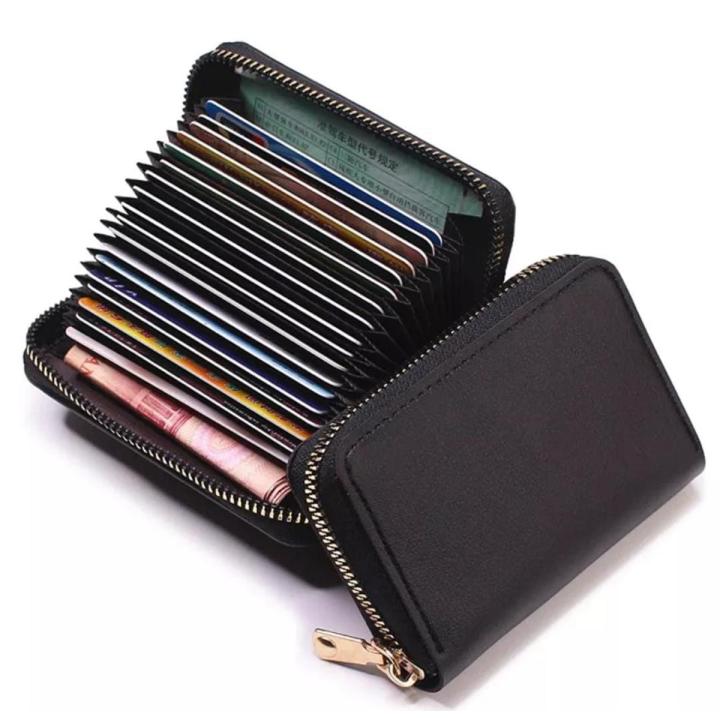 Men's Genuine Leather Card Holder Storage Bags Blocking Zipper Thin Pocket  Stylish mini wallet for girls- Stylish Purse for girls