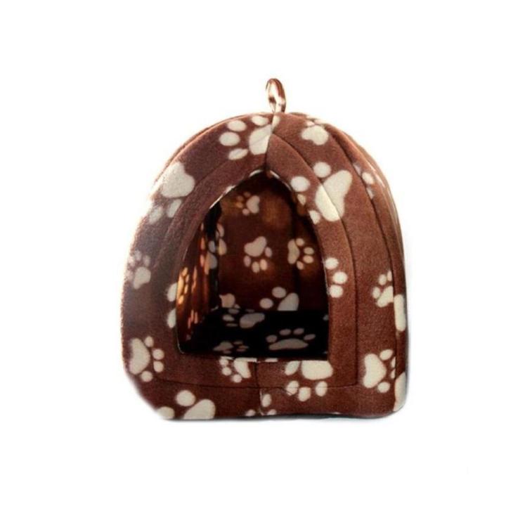 Cat Dog Kitten Puppy Pets Soft Cave House Bed - Paw Print