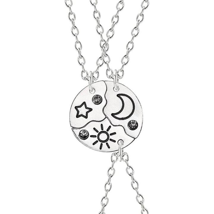 3 Piece Sun Moon Star Pendant Necklace Best Friend Bff Friendship Couple Necklace Jewelry