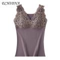 ECHIDNA Thermal Tank Top Stylish Floral Embroidered V-neck Thermal Vest for Women Cozy Slimming Winter Underwear Top Anti-static Vest. 