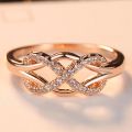 New Cubic Zirconia Crystal Infinite Love Rings For Women Fashion Design Statement Rose Gold Color Ring Wedding Jewelry. 